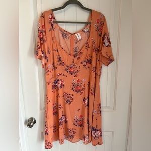 NWOT Abound 2X XXL Orange Floral Mini Dress Short Nordstrom Spring Sundress
